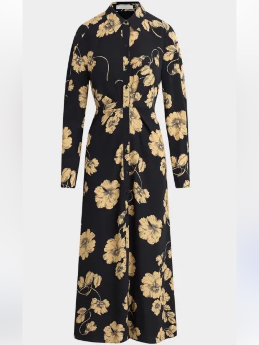 NEW Favorite Daughter The Icon Floral Print Long Sleeve Shirtdress In Noir Fleur - Picture 6 of 12